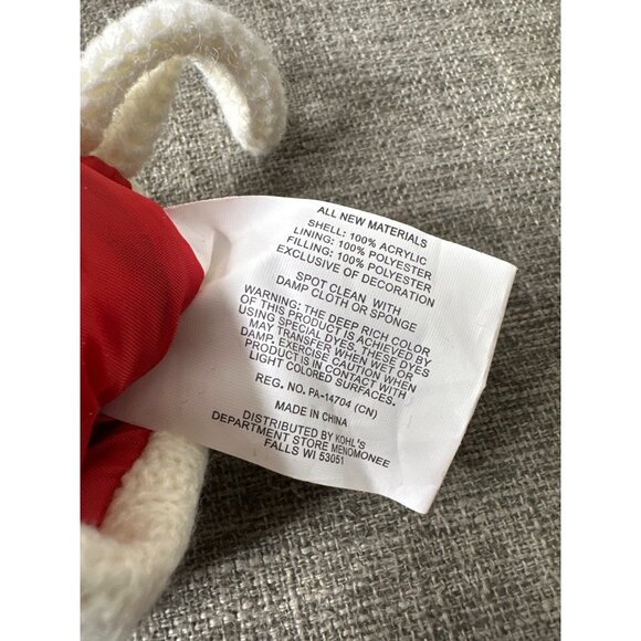 Christmas Stocking With Red Cable Pattern & White Cuff Featuring Monogram C - Picture 3 of 4